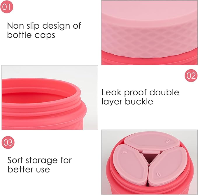 2 Pack Silicone Makeup Containers, Leak-Proof Travel Cosmetic Jars for Creams with Lid, Travel Essentials Accessories for Toiletries (Blue, Pink)