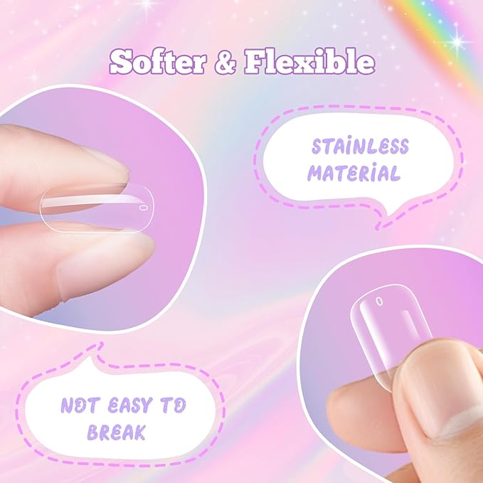 krofaue Kids Fake Nails - Short Oval Clear Nail Tips 240pcs Kids Press On Nails for Little Girls Full Cover Children Fake Nails Decoration 10 Sizes Artificial Acrylic Soft Gel Nail Tips