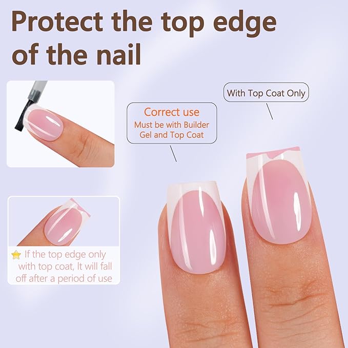 Misssix French Tip Press on Nails, 150Pcs French Tip Gel Nail Tips Short Square Pink, No Need to File Tips Pre-lasting, Fake Nails for Nail Art DIY 15 Sizes