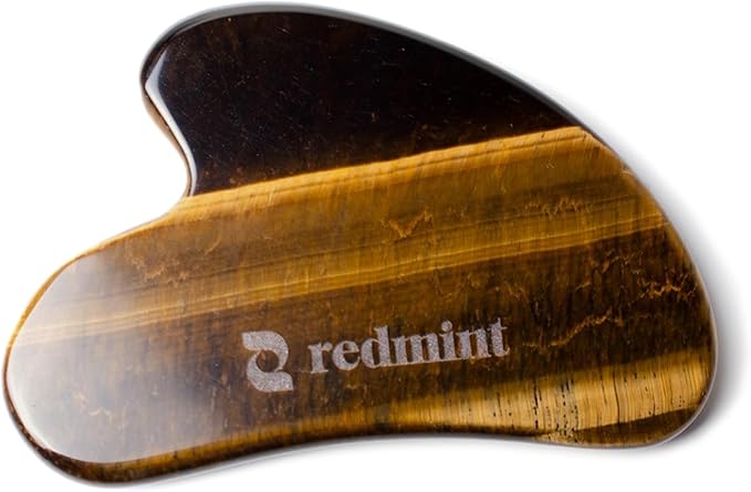 Redmint Tiger Eye Gua Sha Tool for Face | Rooted in Ancient TCM Wisdom | Rediscover Youthful Skin | Facial Massage Tools for Puffiness Reducing, Jawline Sculpting | Face Stone Gua Sha to Lift, Plump