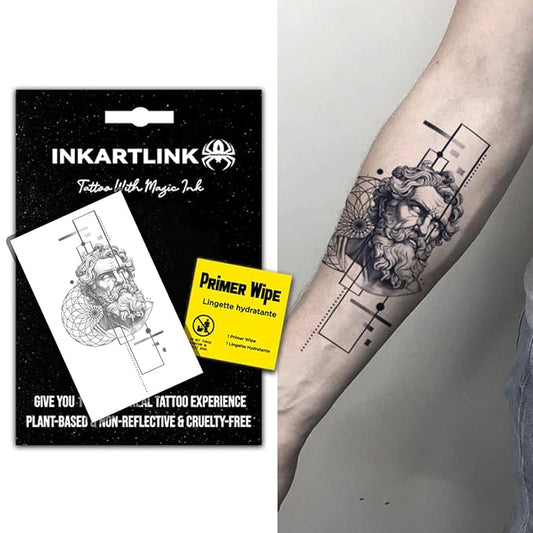 INKARTLINK Semi Permanent Tattoo, beautiful and realistic design, fun tattoo experience, cruelty-free, non-reflective, waterproof (Greek geometric creative tattoo 4）