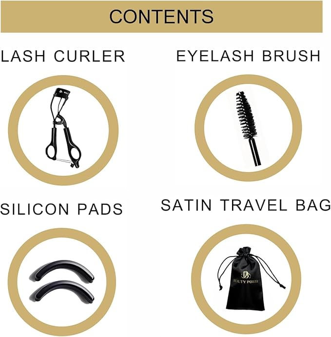 Eyelash Curler - Precision Lash Lift in Seconds with 5 Replacement Pads, Eyebrow Brush & Satin Travel Bag - Gentle & Safe, German Stainless Steel for Perfect Extra Curls - Gift (Black)