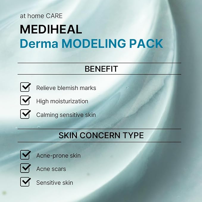 Mediheal Derma Modeling Pack (Madecassoside)*2 - Relieving Blemish Marks For Clear Skin - Easy DIY Home Spa Kits, Hydrating Icy Jelly Mask For Skin Refreshment