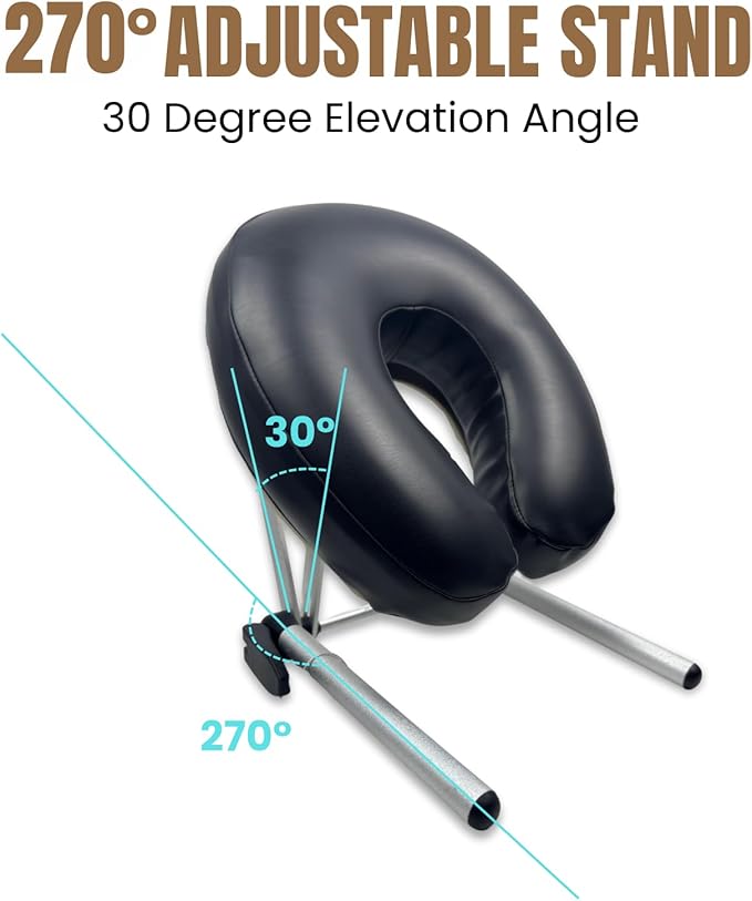 Massage Face Cradle with Cushion Massage Table Headrest, Fit Most Massage Table, Memory Foam, Adjustable (Aluminum Frame)