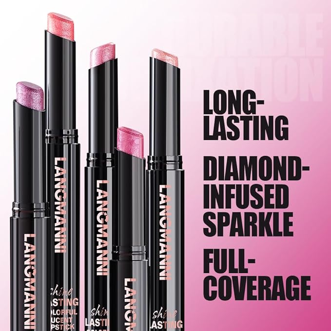 Jolilab 4Pcs Sparkling Lipstick Lip Gloss Long Lasting Waterproof Moisturizer Lip Balm Glitter Shimmer Metallic Lipstick, Diamond Shiny Bold Glow Goth Lipstick for Women Girls,Non-sticky(03+04+09+10