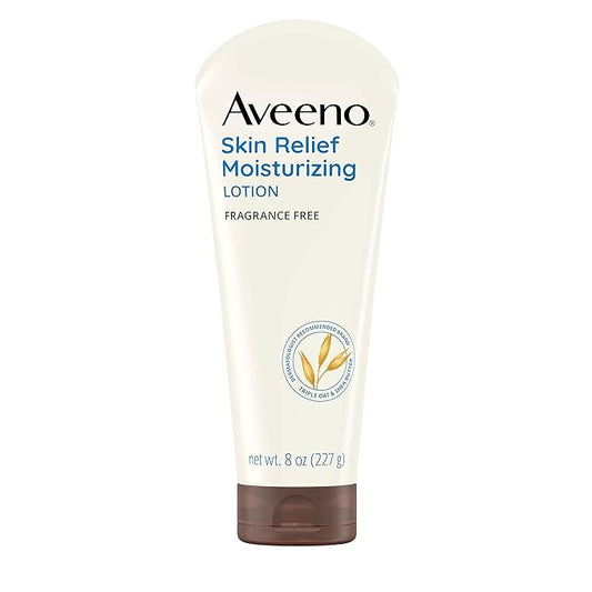 Aveeno Skin Relief Moisturizing Lotion for Very Dry Skin with Soothing Triple Oat & Shea Butter Formula, Dimethicone Skin Protectant Helps Heal Itchy, Dry Skin, Fragrance-Free, 8 fl. oz.