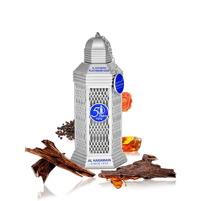 Al Haramain Platinum Oud - Perfume for Women and Men - Exquisite Amber Perfume - Exotic Burst of Cardamom, Vetiver, and Tonka Bean - 3.4 oz EDP Spray