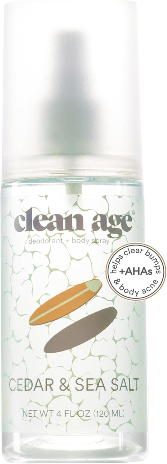 Aluminum Free Deodorant & Body Spray for Whole Body - Cedar 4oz - Clean Deodorant and Body Spray for Teen Boys and Girls - With AHA Fights Body Acne-Formula Specific Body Spray for Teens