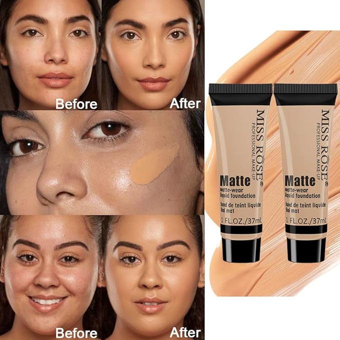 2 Pack Liquid Foundation Cream for Face Makeup,Durable