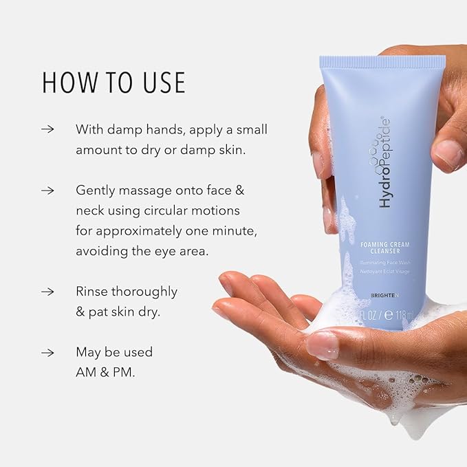 HydroPeptide Foaming Cream Cleanser, Illuminating Fortifying Peptide Face Wash, 4.7 ounce