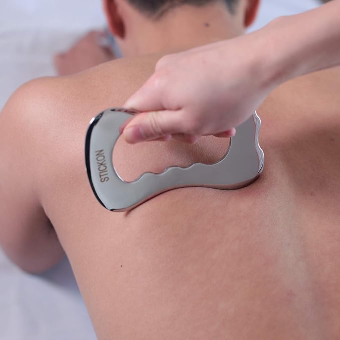 STICKON Stainless Steel Gua Sha Scraping Massage Tool IASTM Tools Great Soft Tissue Mobilization Tool (STICKON-04)
