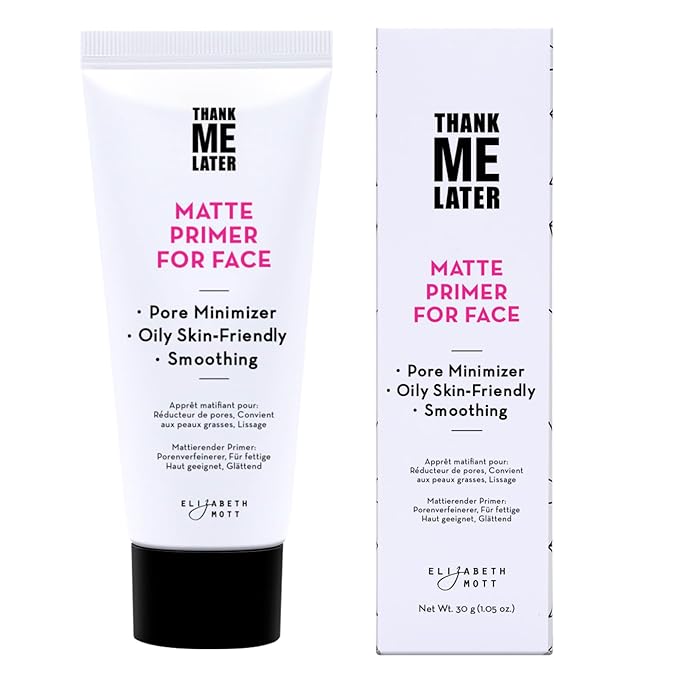 Elizabeth Mott Thank Me Later Face Primer - Mattifying Makeup Base Primer for Shine and Oil Control - Pore Minimizer, Smooths Wrinkles and Fine Lines – Long-Lasting Makeup Gripping Formula, 30g
