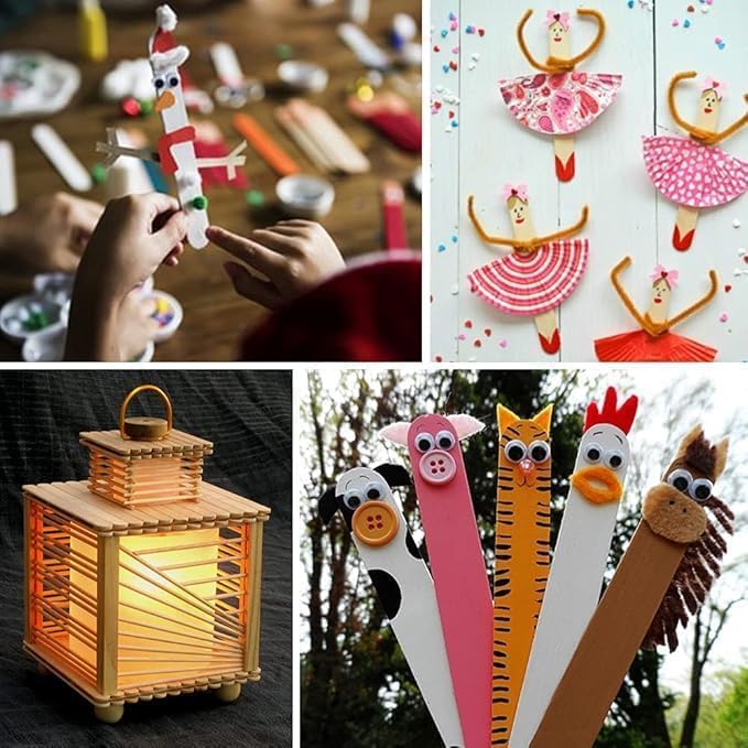 Mibly 4 Style Assorted Wooden Wax Sticks for Body Legs Face and Small Medium Large Sizes Eyebrow Waxing Applicator Spatulas for Hair Removal or Wood Craft Sticks (Pack of 800)