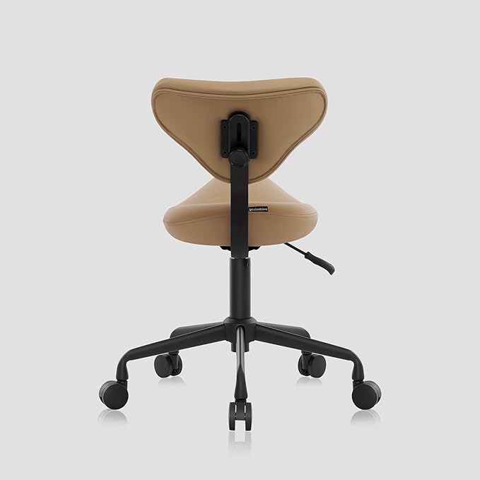 Ergonomic Saddle Seat Adjustable Pneumatic Hydraulic Drafting Swivel Rolling Stool Chair for Medical Hygienic SPA Massage Salon Home and Office - Hilo 508 (Tan, with Backrest)