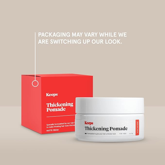 Keeps Matte Thickening Pomade for Men - Natural Ingredients for Fuller Hair: Biotin, Caffeine, Green Tea & Saw Palmetto - All-Day Medium Hold for All Styles