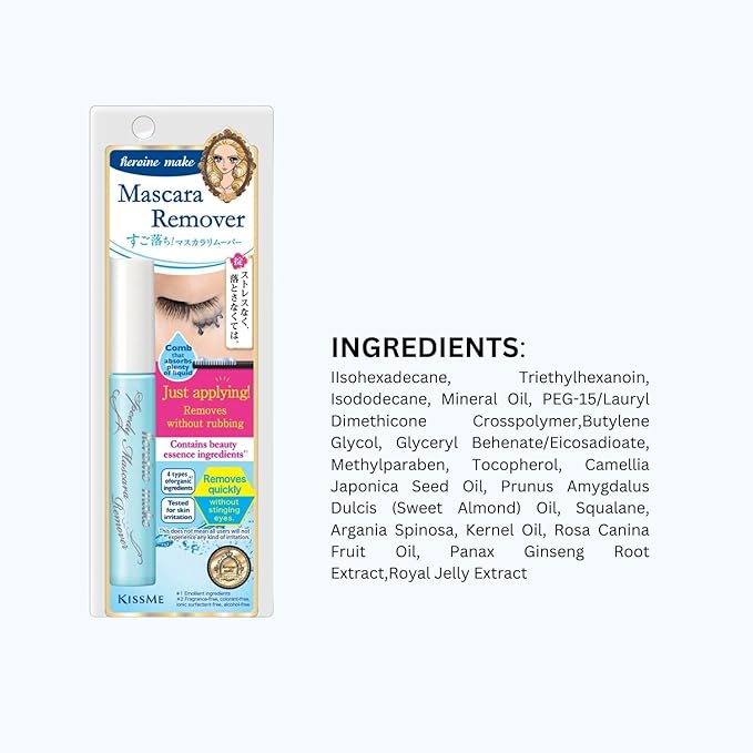 HEROINE MAKE by KISSME Mascara Remover for Waterproof Mascara, Fast-Acting Remover for Waterproof Eye Makeup, Lash-Conditioning & Gentle Non-Irritating Formula for Sensitive Eyelids from Japan 2 EA