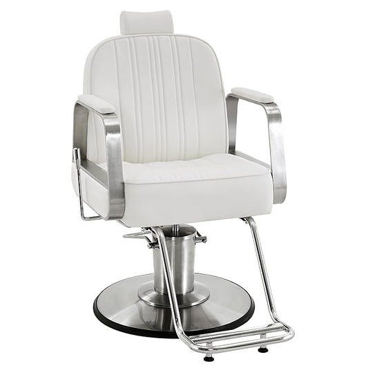 BarberPub Salon Chair for Hair Stylist, All Purpose Hydraulic Barber Styling Chair, Beauty Spa Equipment 8548 (White)