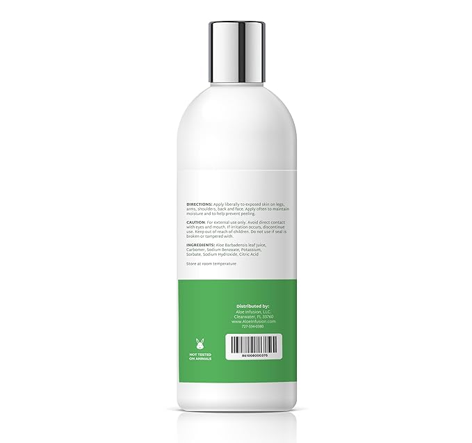 Organic Aloe Vera Gel - Deeply Hydrating, Skin Nourishing After Sun Skin Care for Face, Body and Hair - Sunburn, Redness and Itchy Skin Relief - USA-Tested - 16 Oz