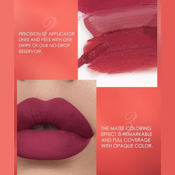 BONNIE CHOICE 12Pcs Matte Liquid Lipstick + Lip Liner Pens Set, 6 Matte Lipstick With 6 Matching Smooth Lipliner Waterproof Long Lasting 24 Hour Lip Gloss Makeup Christmas Day Gifts for Women