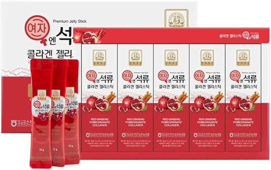 Korean Beauty Baekje Geumsan Women's Pomegranate Collagen Jelly Stick 5.1oz / 30 Count (5 Pack)