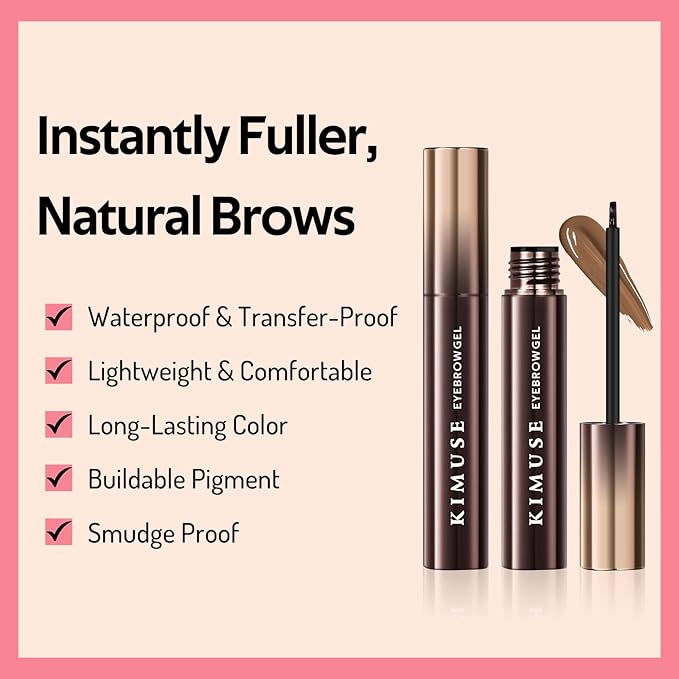 KIMUSE Instantly Semi-Permanent Eyebrow Gel, Long Lasting Eyebrow Tint, Waterproof Tinted Eye Brow Gel, Transfer-Proof, Smudge-Proof, Eyebrow Makeup Gift for Women & Girl, 0.17oz