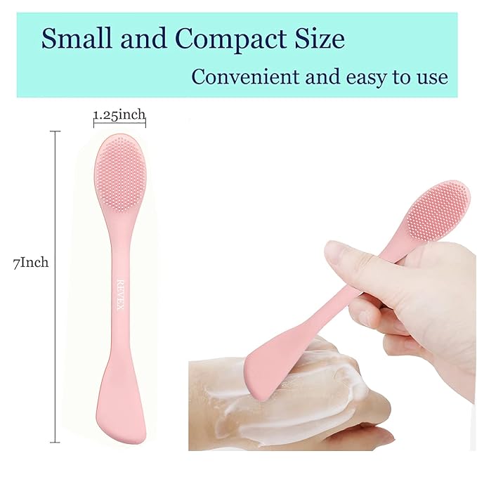 REVEX Silicone Face Mask Applicator,Face Scrubber,Lymphatic Drainage Massager,Pore Cleaning Brush,2Pcs Mask Applicator Tool for Facial Mud,Contour Face Brush for Lymphatic Drainage.(Pink+Gray)