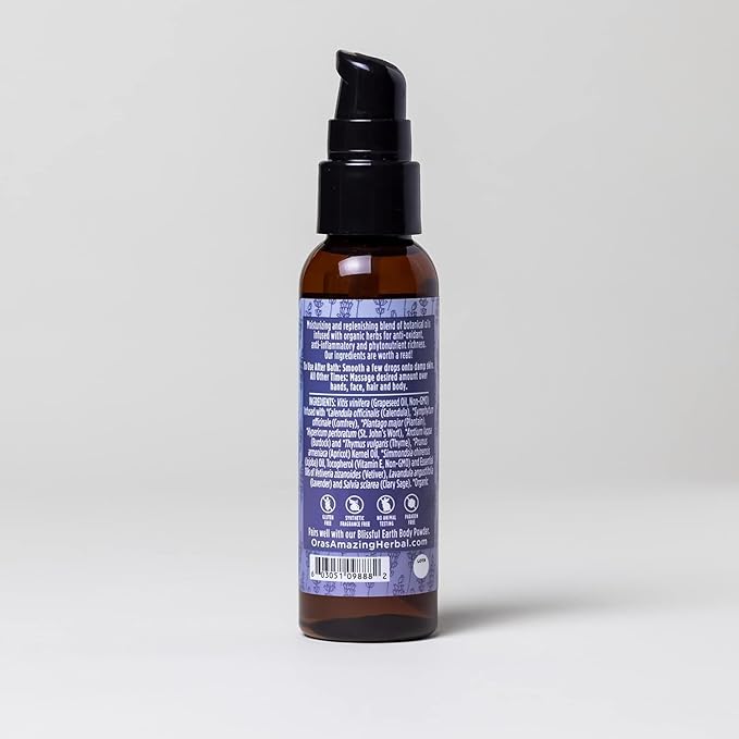 Ora's Amazing Herbal Talc Free Powder and Body Oil, Lavender Bath Set, After Shower Set, Blissful Earth Scent With Lavender Vetiver and Clary Sage, Intertrigo, Natural Skin Care