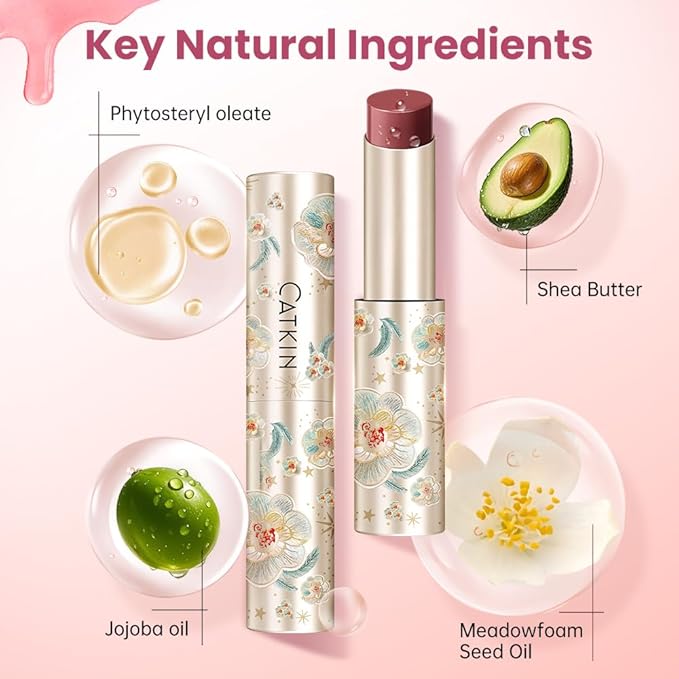 CATKIN Glossy Lip Balm Ultra Hydating Glow Lip Tinted Jelly Plump Melting Balm Shea Butter Repair Soothing For Dry Lips Dewy Finished 0.12 oz C06 BLOSSOM