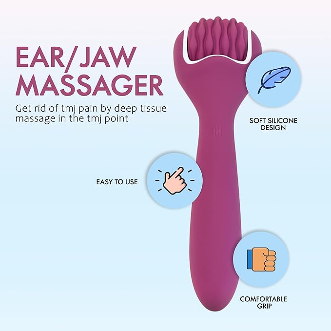 Silicone Ice Head Massage Roller for Head, Neck, Jaw, Ear, and Sinus Relief-Rechargeable Handheld Massage Roller with Comfortable Grip (Purple)