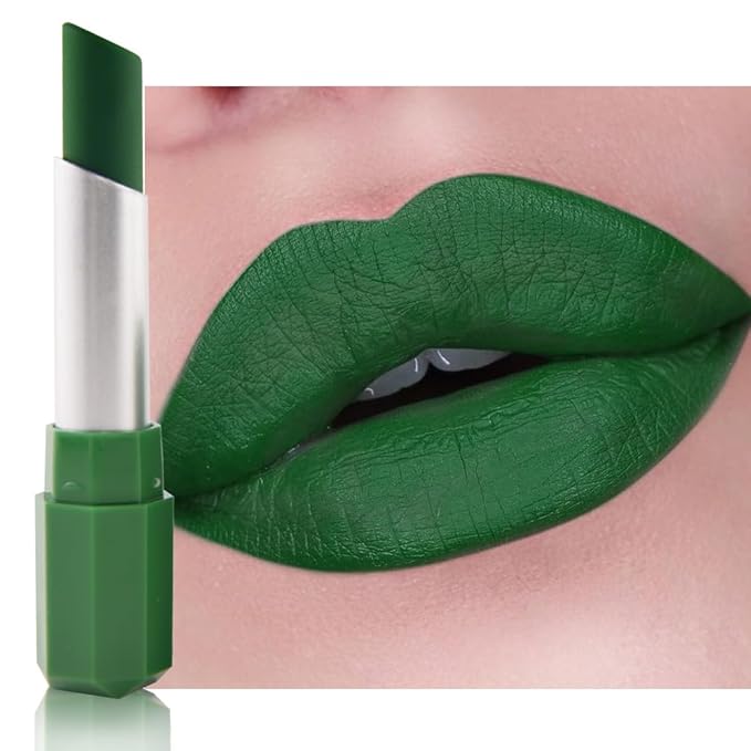 Sea Green Matte Lipstick - Pigmented Lip Crayon & Face Paint Stick for Women Everyday Halloween Birthday Party Wear, Younger-Looking Lip Makeup, Labial para fiesta de disfraces 18