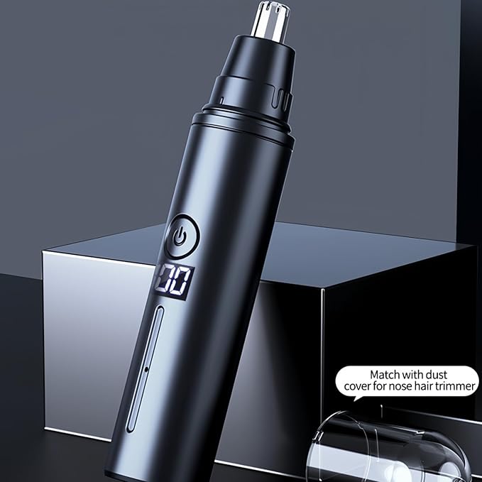 Ear and Nose Hair Trimmer for Men Women with Detachable Head, Professional Painless USB Rechargeable Nose Hair Trimmer, Powerful Motor and Washable Blades, Lightweight Black (Black Single-Piece)