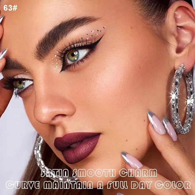 evpct 2Pcs Burgundy Red Matte Lip Liner Lipstick Combo Set for Women, Burgundy Lip Combo Set Liquid Lips Gloss Lipliner Stains Set Long Lasting Waterproof, Lips Makeup 24 Hours labiales originale