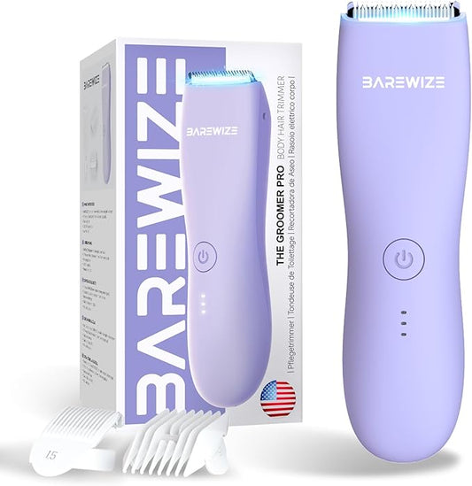 Bikini Trimmer for Women, Legs & Pubic Hair Trimmer | Waterproof, Type-C Rechargeable, LED Light, Replaceable Blade, Electric Razors for Women, Womens Body Shaver (Lilac Purple)