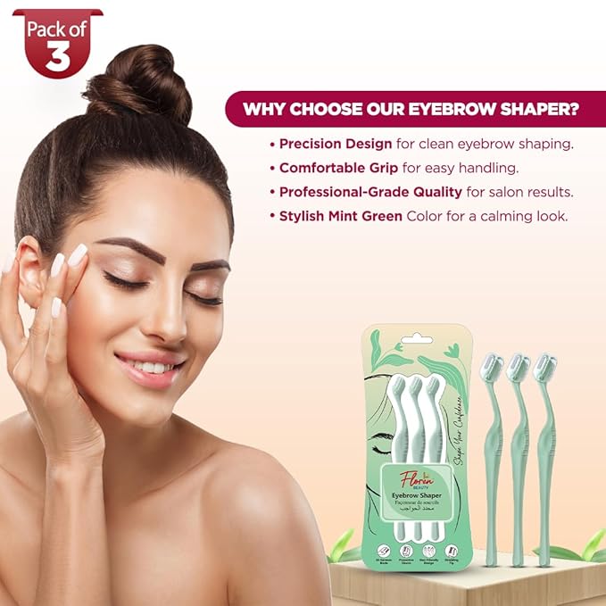 Eyebrow Shaper Tool for Women, 3ct | Eyebrow Shaper, Face Razor, Upper Lip & Chin Hair Remover | SS German Blade, Painless Shaving, Smooth Skin, Peach Fuzz Remover