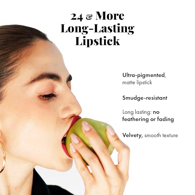 Jerome Alexander 24 & More Matte Liquid Lipstick – Long-Lasting, Ultra-Pigmented, Smudge-Resistant Matte Lip Color – Velvety Smooth Texture, No Feathering or Fading | Plum