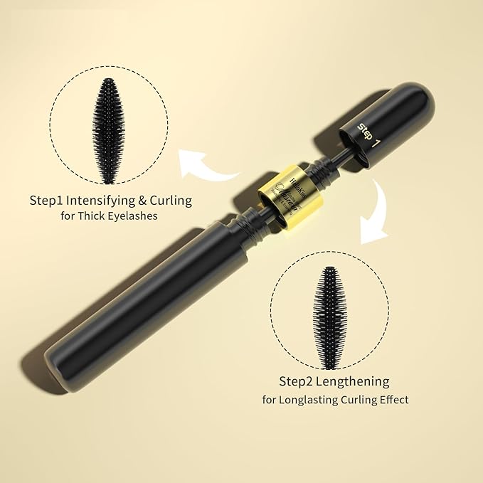 VIBELY 2 IN 1 Lash Cosmetics 4D Silk Mascara - 5x Longer, Waterproof, No Clumping, Long-lasting Black