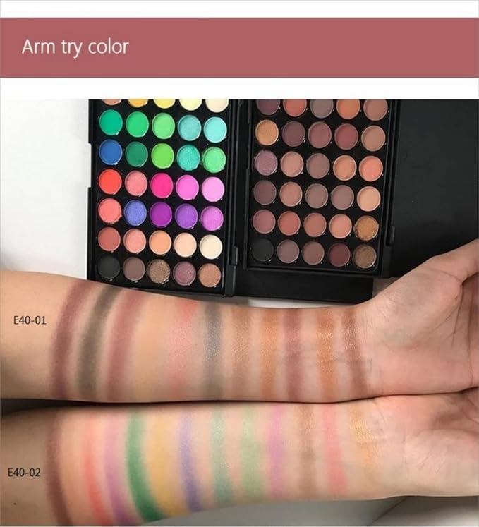 40 color Highly Pigmented Eye Makeup Palette, Matte Shimmer Metallic Eyeshadow Pallet Long Lasting Blendable Natural Colors Make Up Eye Shadows Cosmetics Gift Kit (E02)