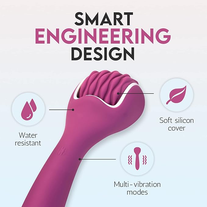 Silicone Ice Head Massage Roller for Head, Neck, Jaw, Ear, and Sinus Relief-Rechargeable Handheld Massage Roller with Comfortable Grip (Purple)