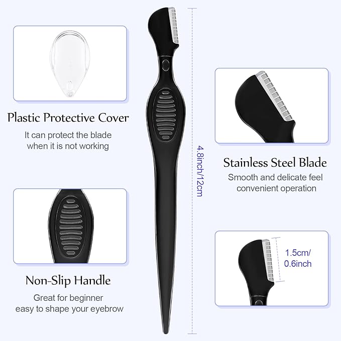 Mudder 21 Pcs Eyebrow Razor Eyebrow Shaver Facial Razor Multipurpose Face Trimmers with Precision Cover for Women Makeup Care Tools(Black)