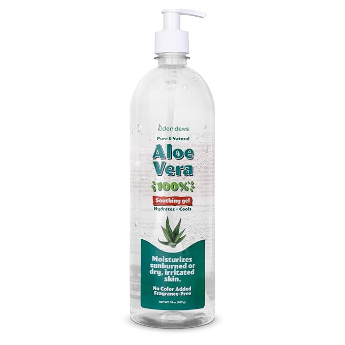 Aloe Vera Gel for Skin - 100% Pure & Natural Organic, Moisturizing, Face Skin & Hair Care, Sun Burn Relief, Hydrating & Soothing for Dry Skin, Made in USA, Unscented, 32 oz