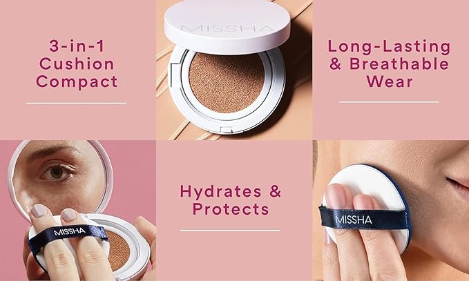 MISSHA Magic Cushion Foundation No.23 (2 Pack) Light Beige for Bright Skin - Flawless Coverage,Dewy Finish,Easy Application for All Skin Types