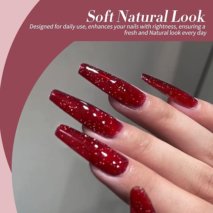 Born Pretty Jelly Red Burgundy Gel Nail Polish Christmas Ruby Blood Red Glitter Cat Magnetic Eye Gel Nail Polish Cherry Wine Gel Polish Collection Soak Off U v Led Gel Nail Kit Minicure DIY Gift 6PCS