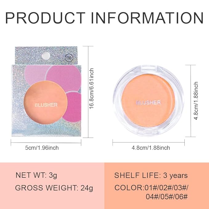 Blush for Cheeks Makeup Palette, Natural Matte Cream Powder Single Blushes for Eye and Cheek, Buildable Long-Lasting Color,Vegan & Cruelty-Free,Everyday Makeup Look for Women,#06-Deep Nude