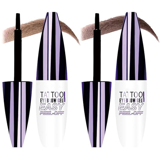 Tattoo Eyebrow Gel Easy Peel Off, Peel Off Eyebrow Tint, Easy Peel off Eyebrow Gel, Peel Off Eyebrow Tint, Waterproof & Sweatproof for All Skin Types (#2 Medium Brown + #3 Dark Brown)