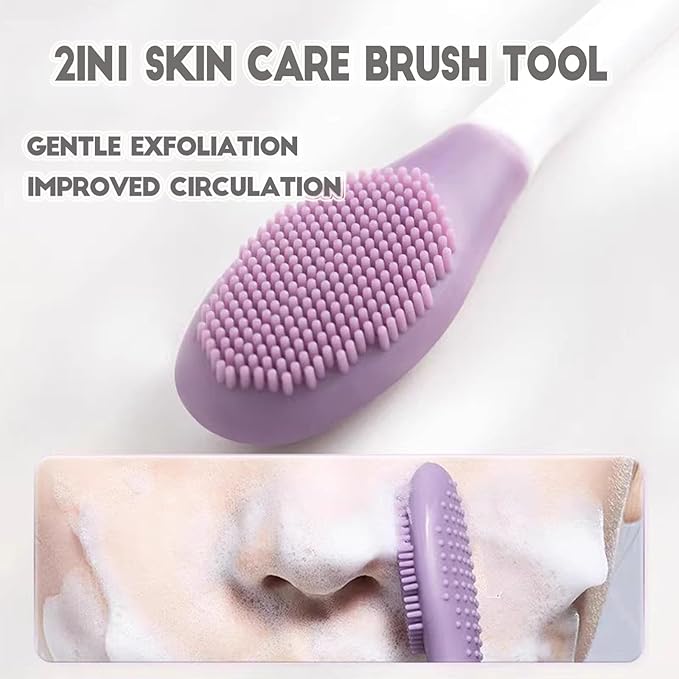 Silicone Face Mask Applicator Brush,Soft DIY Skincare Applicator Tools,Scrubber Exfoliator,Facial Cleansing Brush for Deep Gentle Exfoliating (Pink/Blue)
