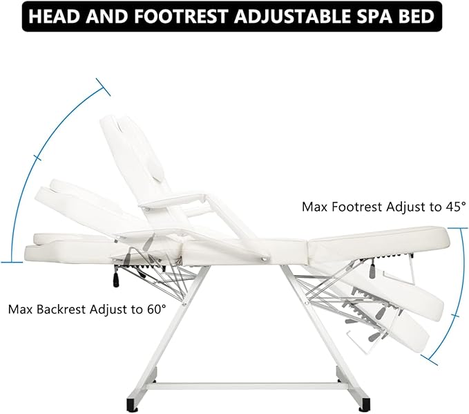Multipurpose 3-Section Spa Massage Table with Hydraulic Stool, 73-inch Adjustable Tattoo Chair Esthetician Lash Bed with Removable Headrest, Salon Chair Facial Bed for Beauty Barber Massage Equipment