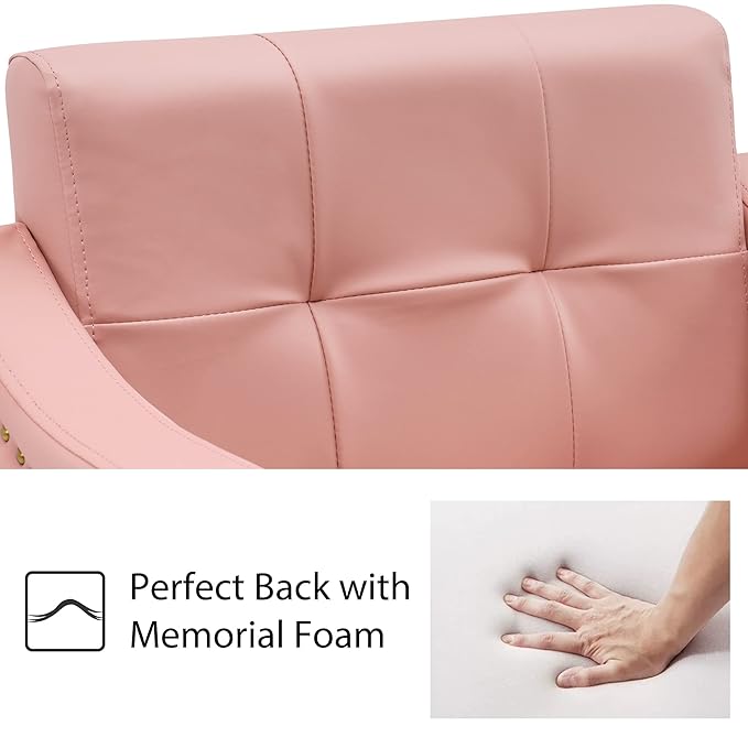 BarberPub Salon Chair for Hair Stylist Hydraulic Barber Styling Chair, Beauty Spa Equipment 8813 (6" Seat Height Adjustment) (Pink)