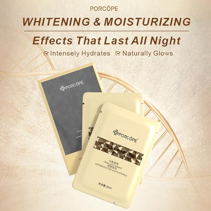 PORCOPE Niacinamide Brighten Moisturizing Sheet Mask - 28gx5 EA Contains Arbutin, Niacinamide, Hyaluronic Acid and Plant Extracts to Improve Dryness and Roughness, Moisturize and Brighten