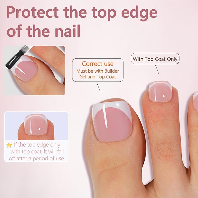 Misssix French Tip Press on Toe Nails, 150Pcs Pink White French Square Toe Nail Tips, Soft Gel False Toenail, Acrylic Soak off Fake Toe Nails for Women Nail Art DIY 15 Sizes