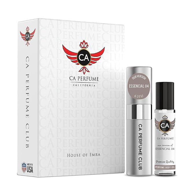 CA Perfume Duo Impression of Essencial 04 For Women And Men Perfume Layering Set Long Lasting Travel Size EDP + Body Oil Roll-On Bottle 0.27 Fl Oz+0.33 Fl Oz